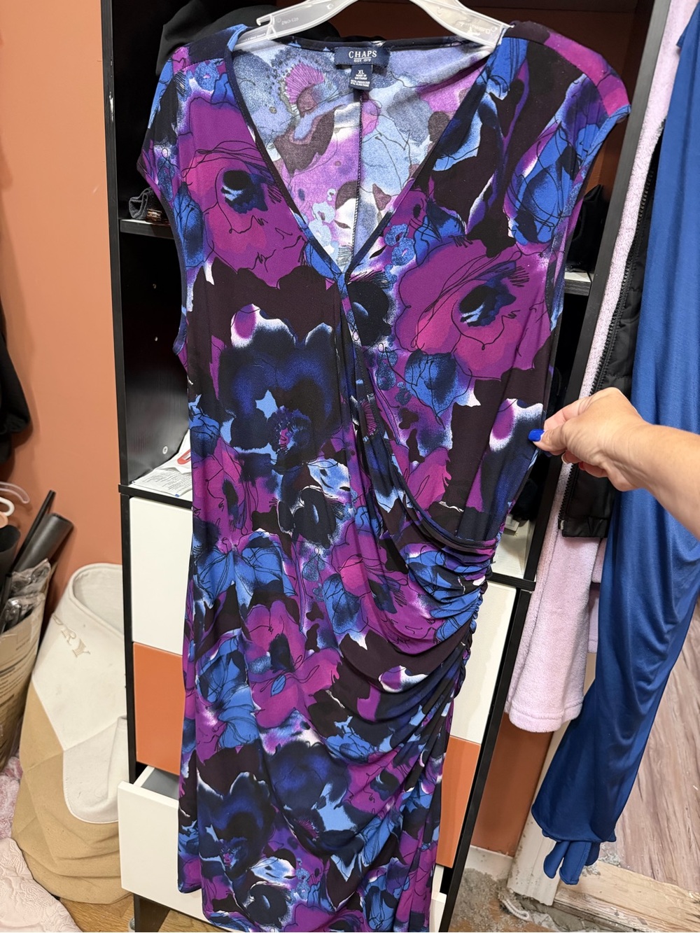 Chaps Floral Blouse in Purple, Blue & Black